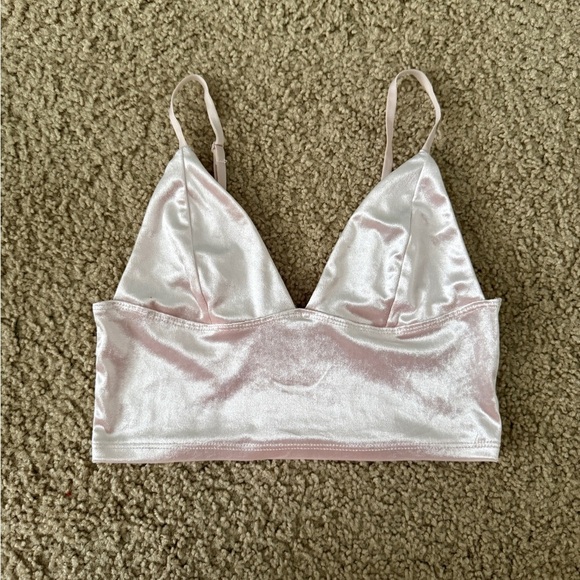 Garage Pink Velvet Triangle Bralette - Picture 1 of 5